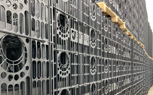 Stormbox E retention crates in the warehouse of Pipelife Poland | Pipelife