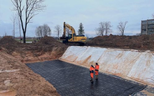 Lietaus vandens surinkimo ir saugojimo sistema buvusiame kariniame miestelyje Ukmergėj
