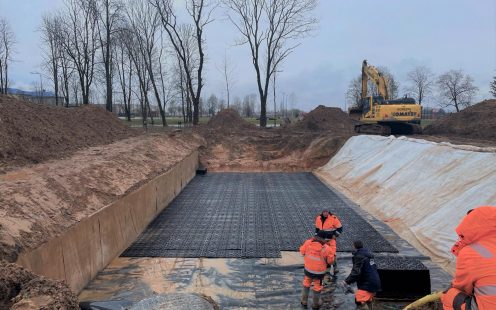 Lietaus vandens surinkimo sistemos iš Stormbox E įrengimas 